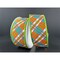 1.5" White Satin Busy Plaid Ribbon: Teal, Lime and Orange (10 Yards)